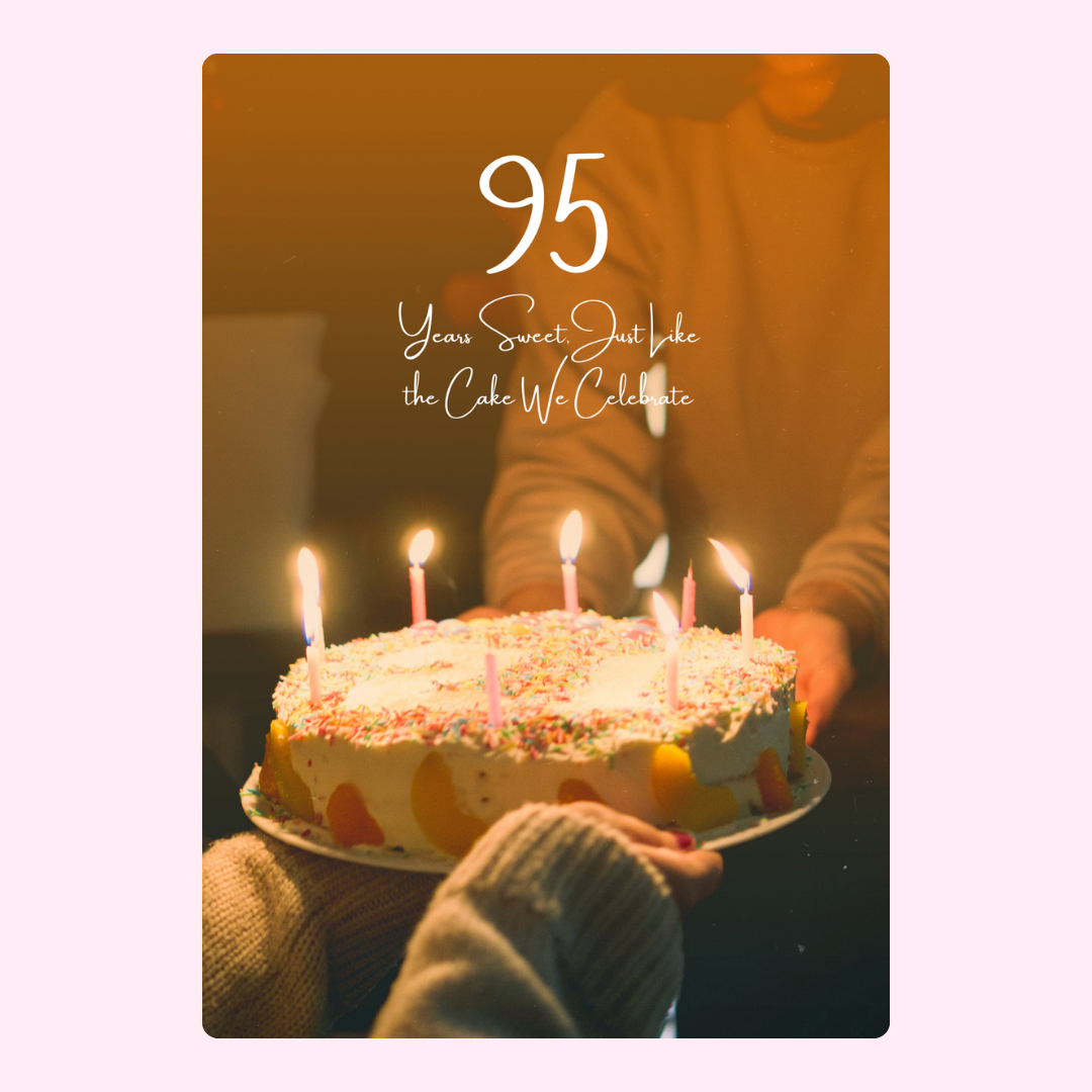 95th birthday cake with candles being served, d2e2b62f