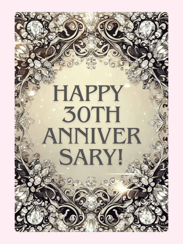 30th Anniversary card with jewel frame