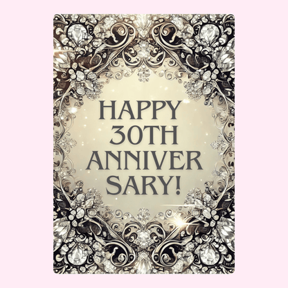 30th Anniversary card with jewel frame