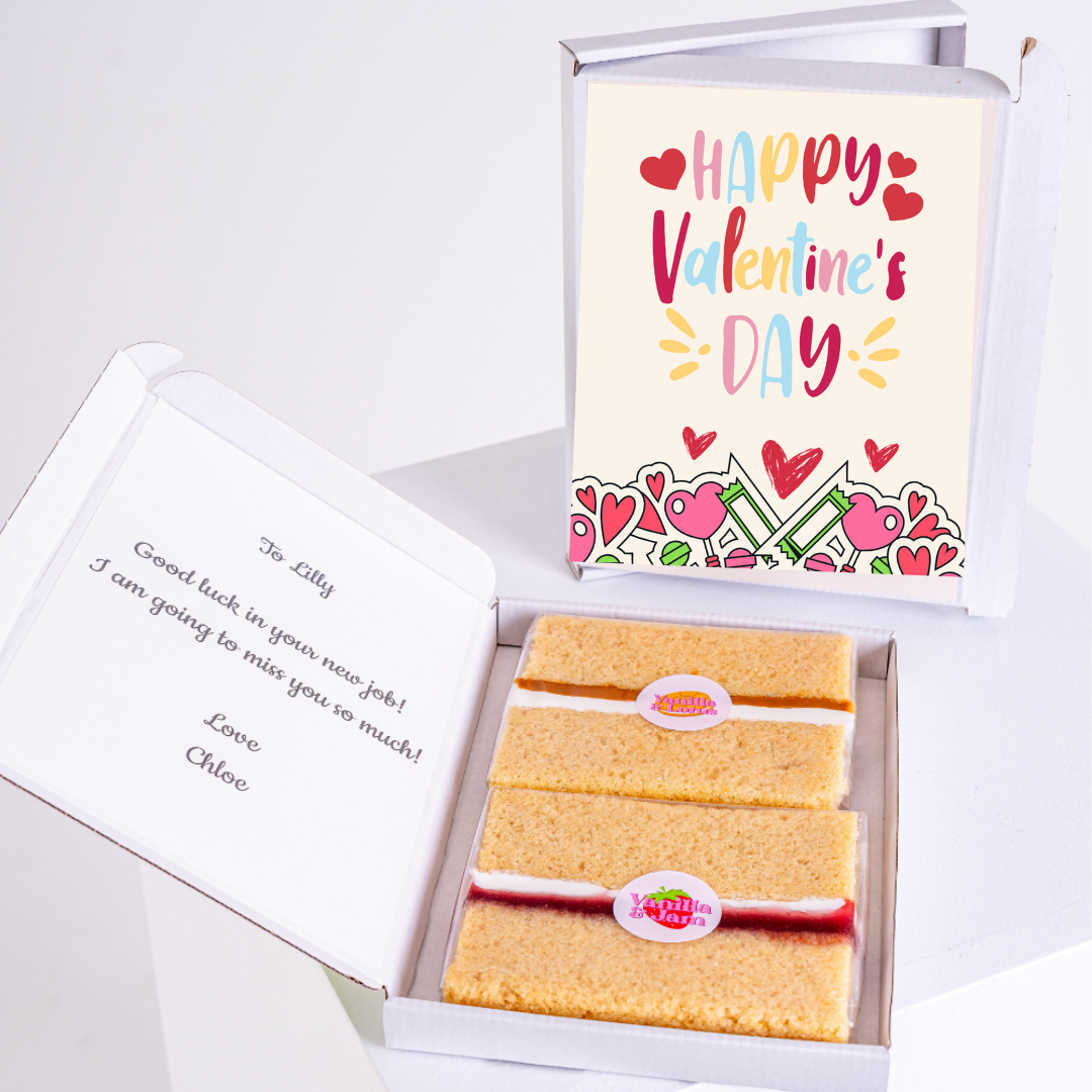 Valentine's Day cake gift with message for Lilly