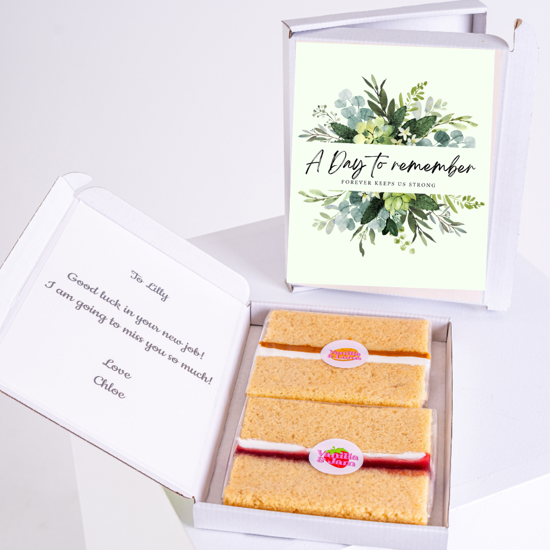 Gift box with cake and A Day to Remember card for Lilly