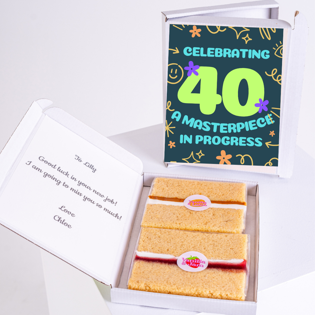 40th birthday cake gift box for Lilly, celebrating new job.