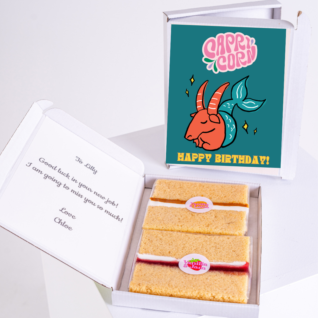 Capricorn birthday cake gift box for Lilly
