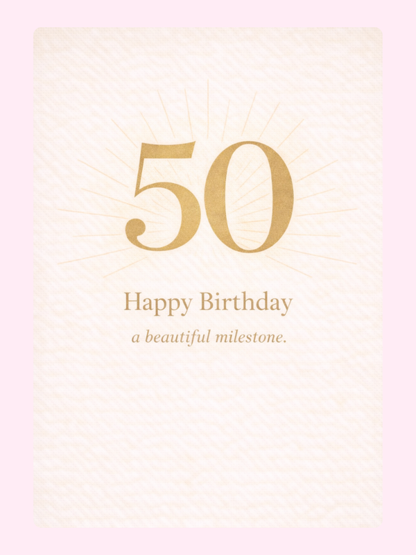 elegant 50th birthday card design with gold text