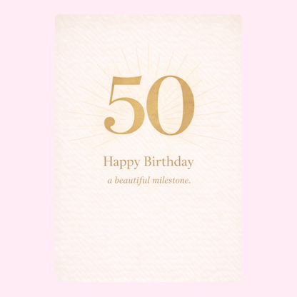 elegant 50th birthday card design with gold text