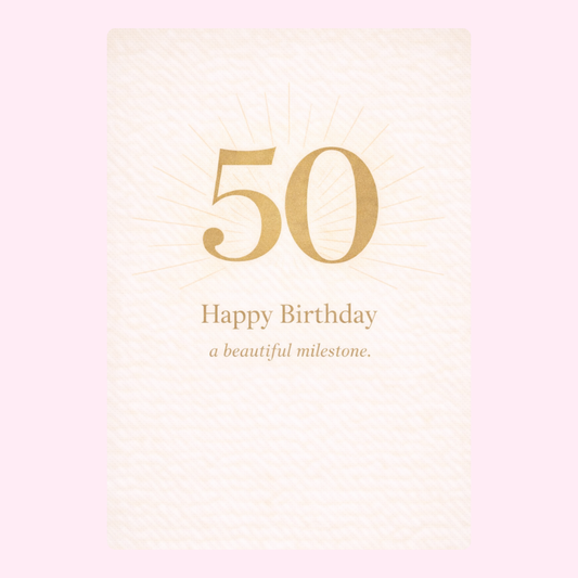 elegant 50th birthday card design with gold text