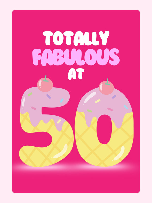 fun 50th birthday card design with ice cream style numbers