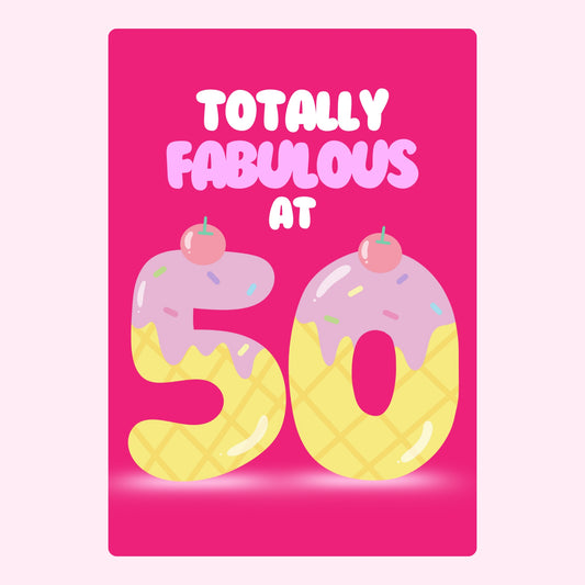 fun 50th birthday card design with ice cream style numbers