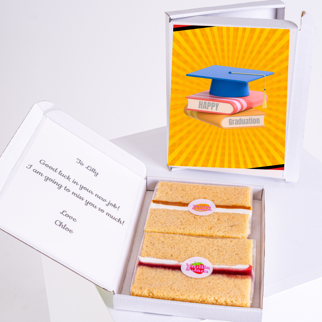 Graduation cake gift box with Happy Graduation card, for Lilly
