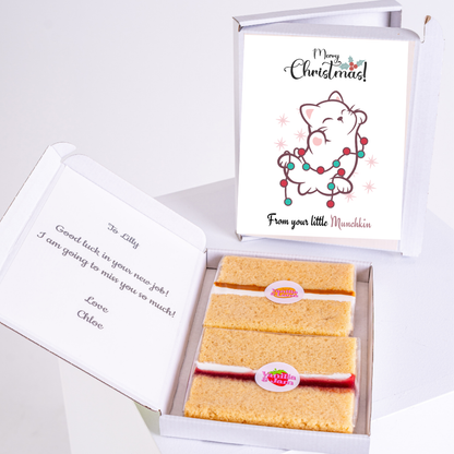 Christmas gift box for Lilly with cake and card.