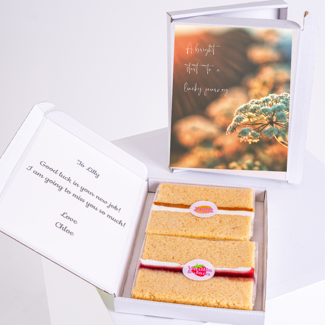 Cake gift box for Lilly's new job, from Chloe.