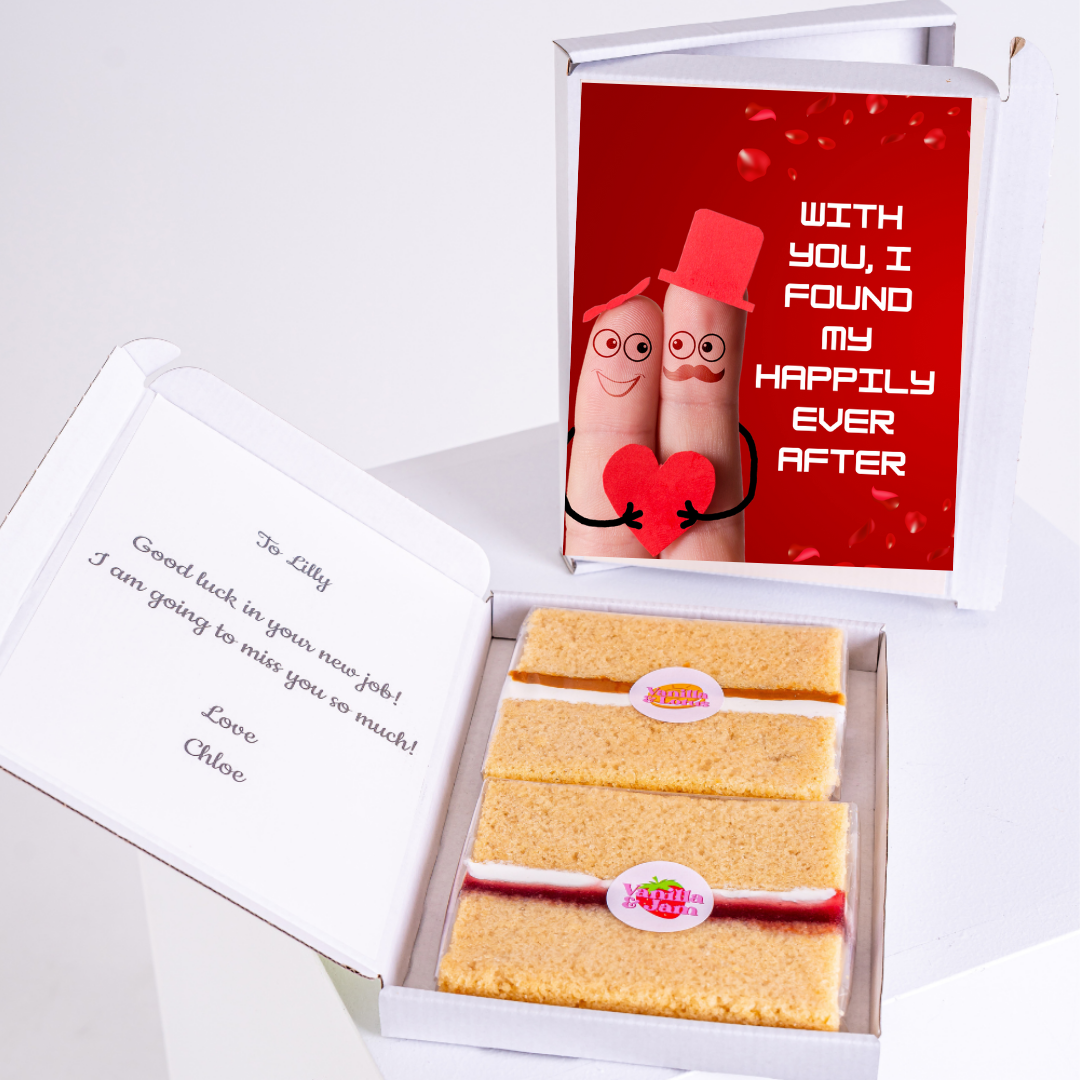 Gift box with cake, card & message for Lilly.