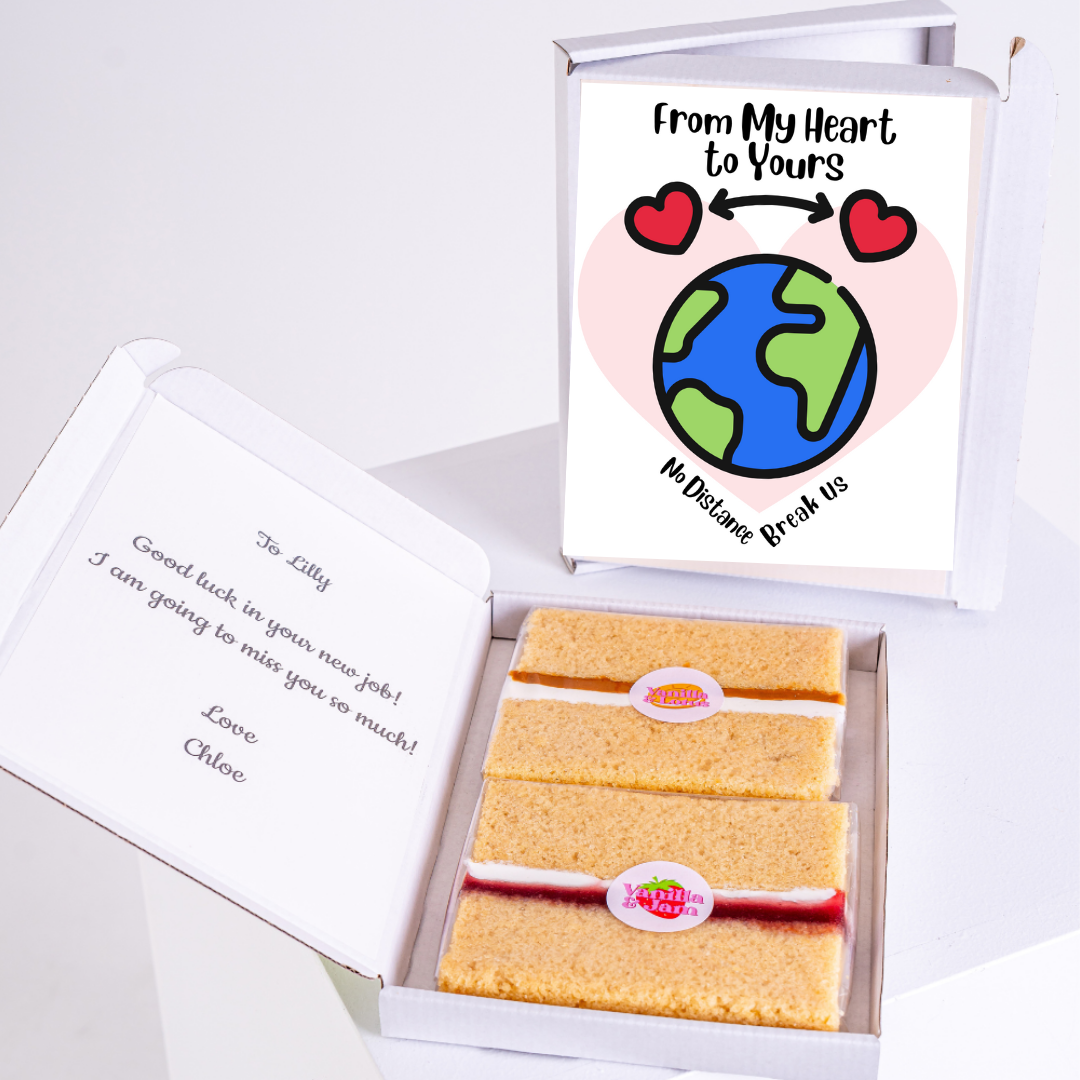 Gift box with cake and From My Heart to Yours card for Lilly.