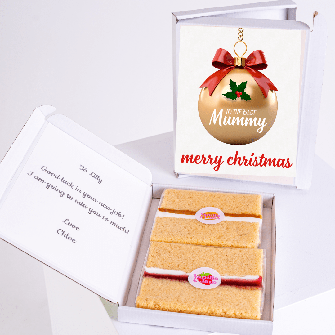 Christmas gift box for Lilly with cake and card.