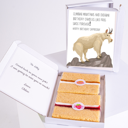 Birthday gift box with cake, card & mountain goat for Lilly