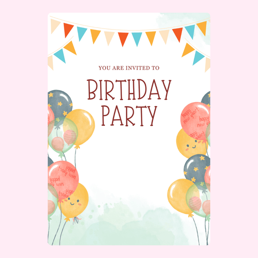 Birthday party invitation with balloons