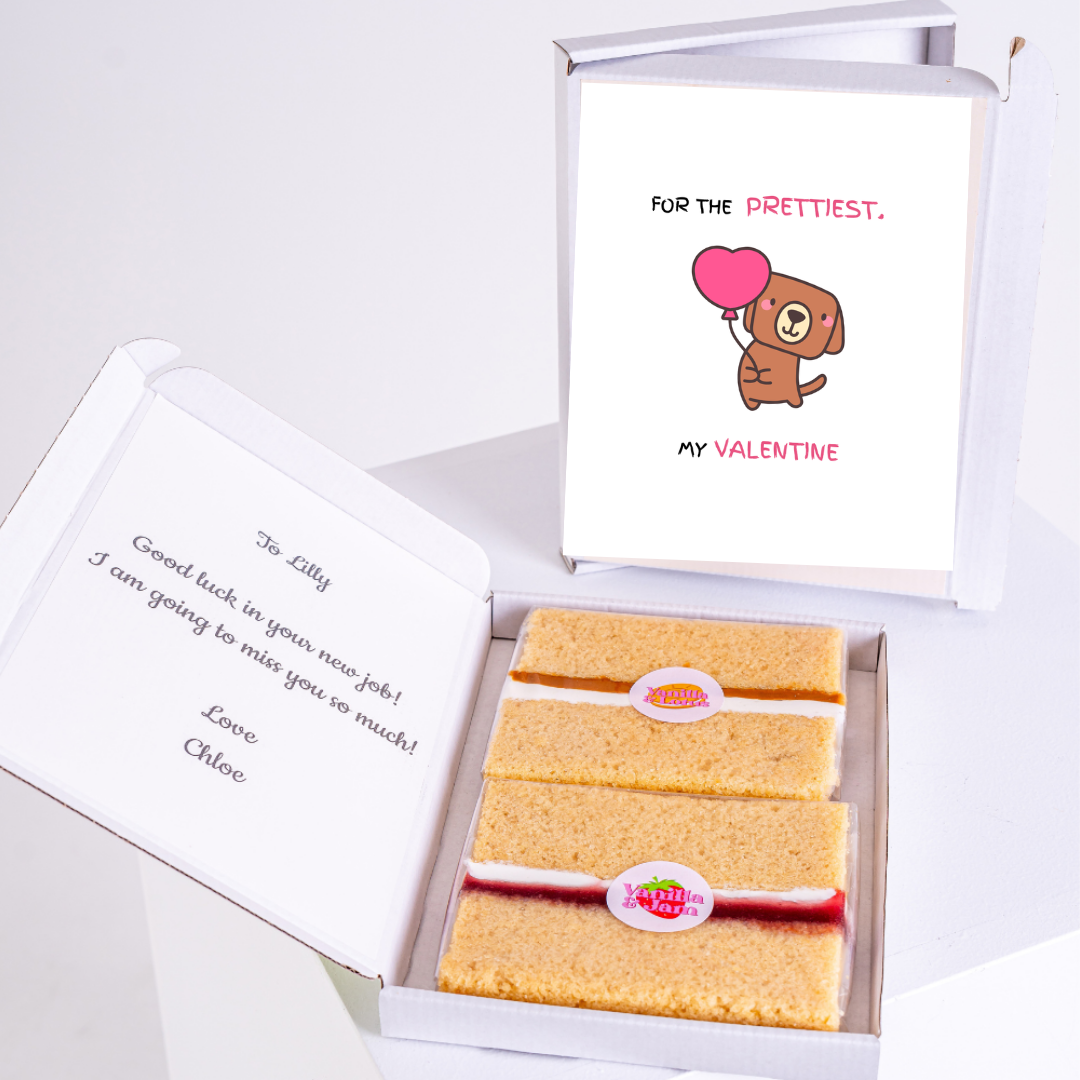 Valentine's Day cake gift box for Lilly, with card & message.