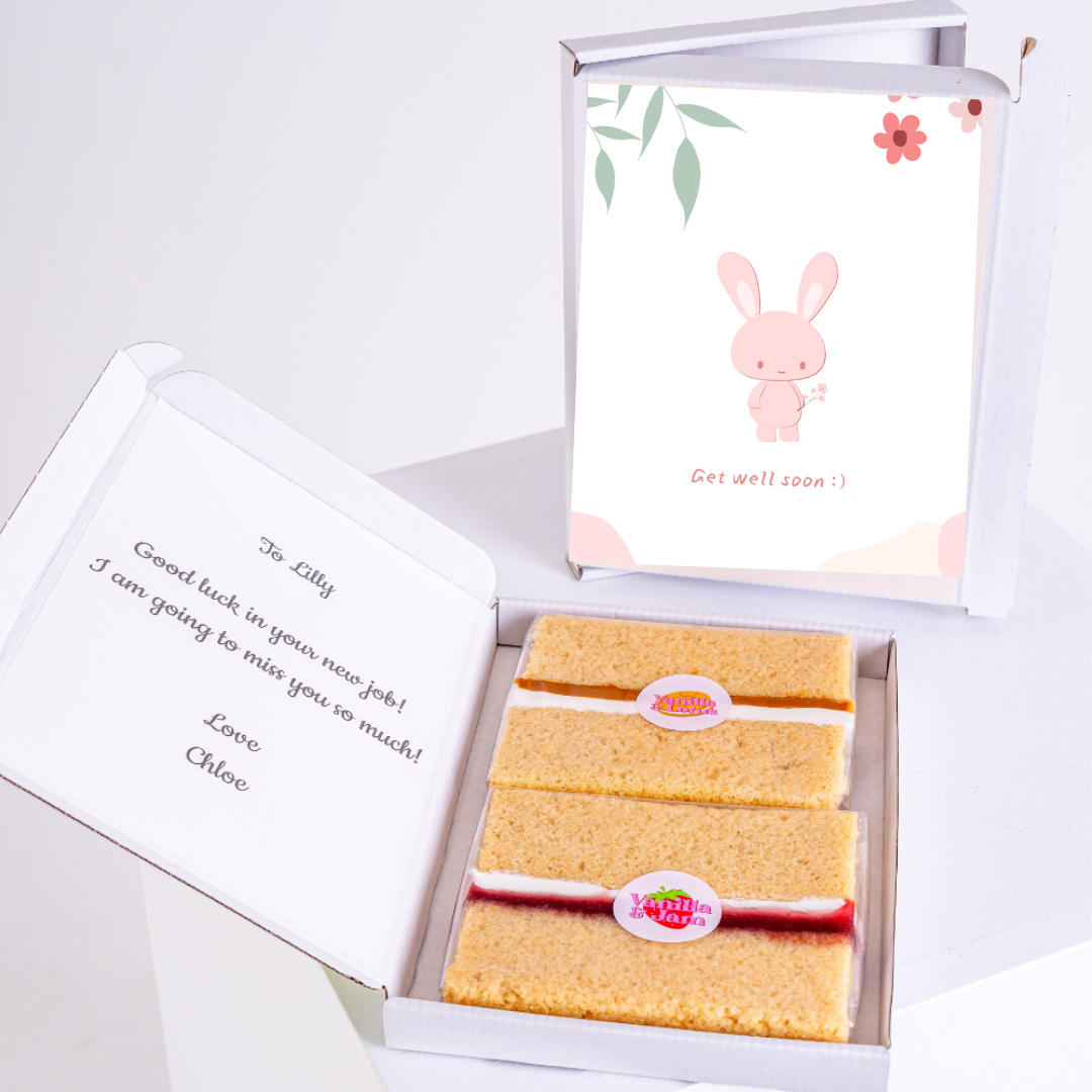 Get well soon cake gift for Lilly, with card