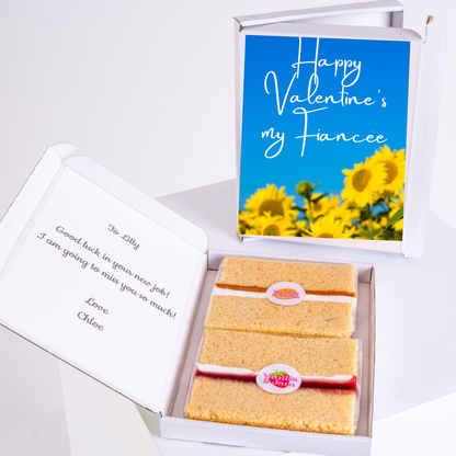 Valentine's gift box for fiancee with cake and sunflowers, from Lilly, good...