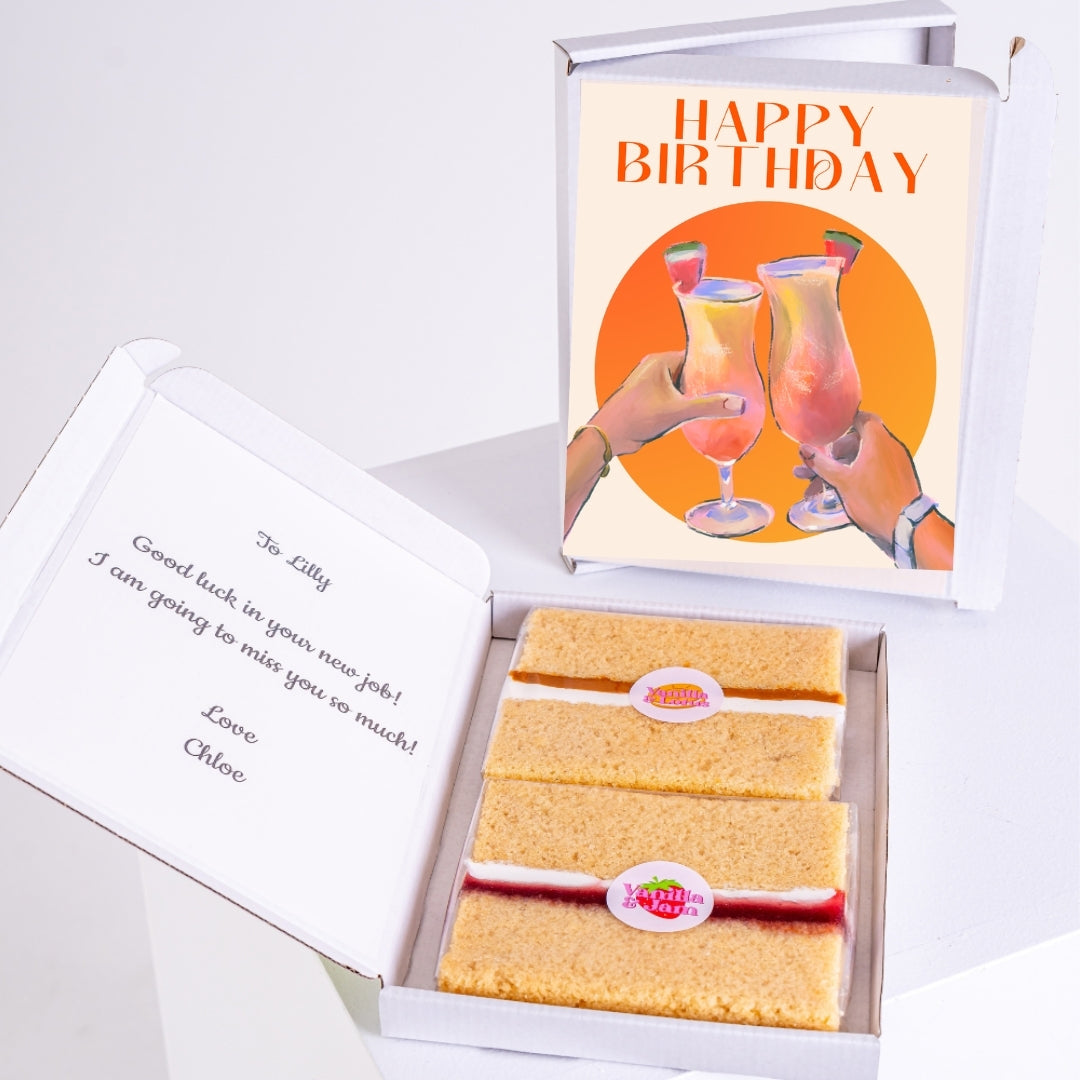 Birthday cake gift box with cocktails design