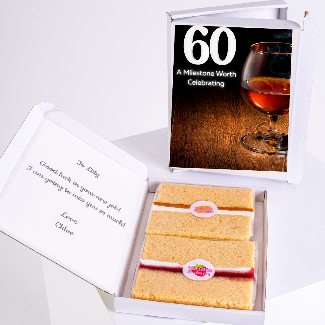 60th birthday cake gift with wine and message for Lilly.