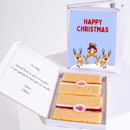 Christmas cake gift box for Lilly, with Happy Christmas card.