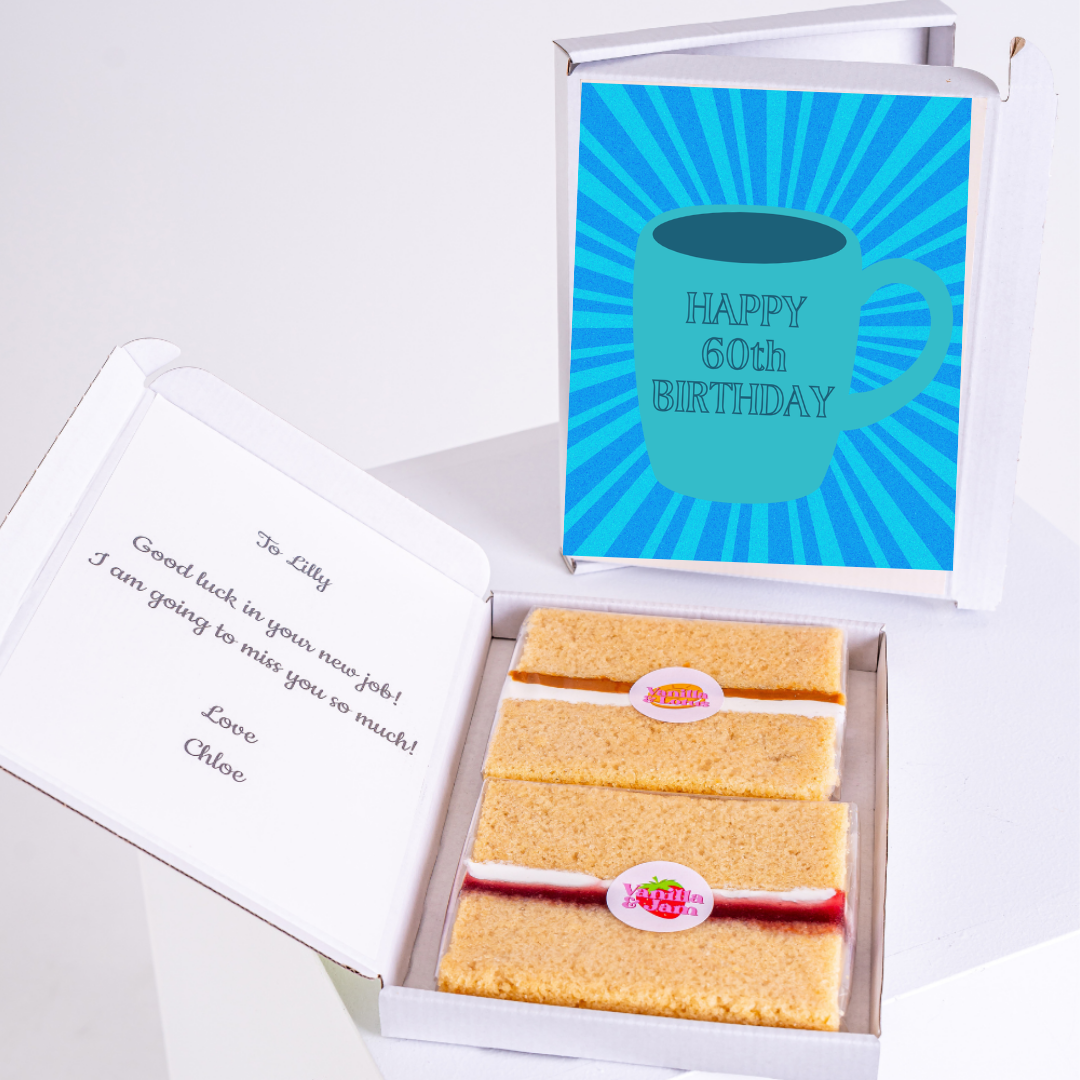 Happy 60th Birthday cake gift box with note for Lilly