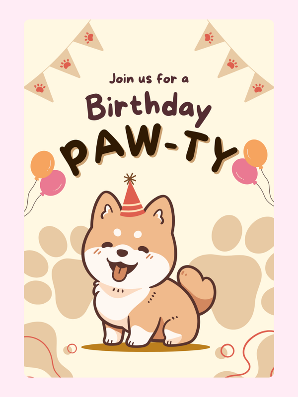 Dog birthday paw-ty invitation