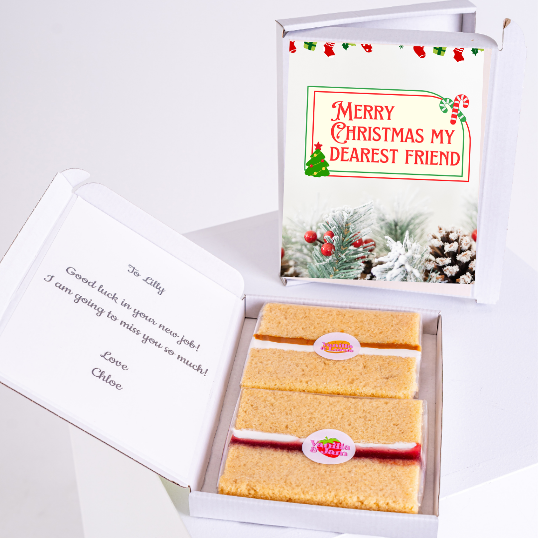 Christmas gift box for Lilly with cake and card