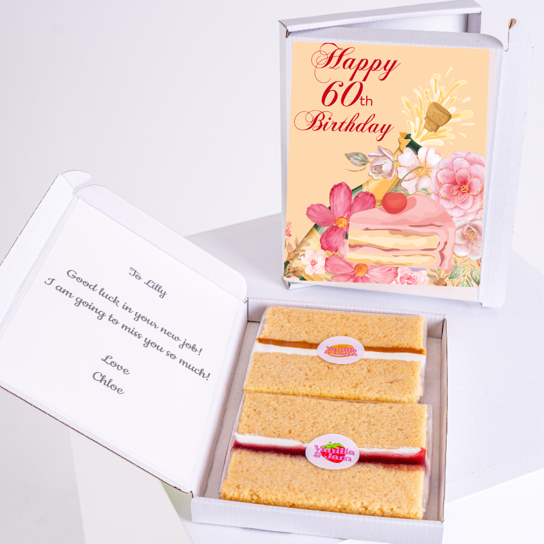 60th Birthday gift box for Lilly with cake and card