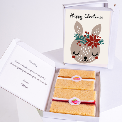 Christmas cake gift box with bunny card