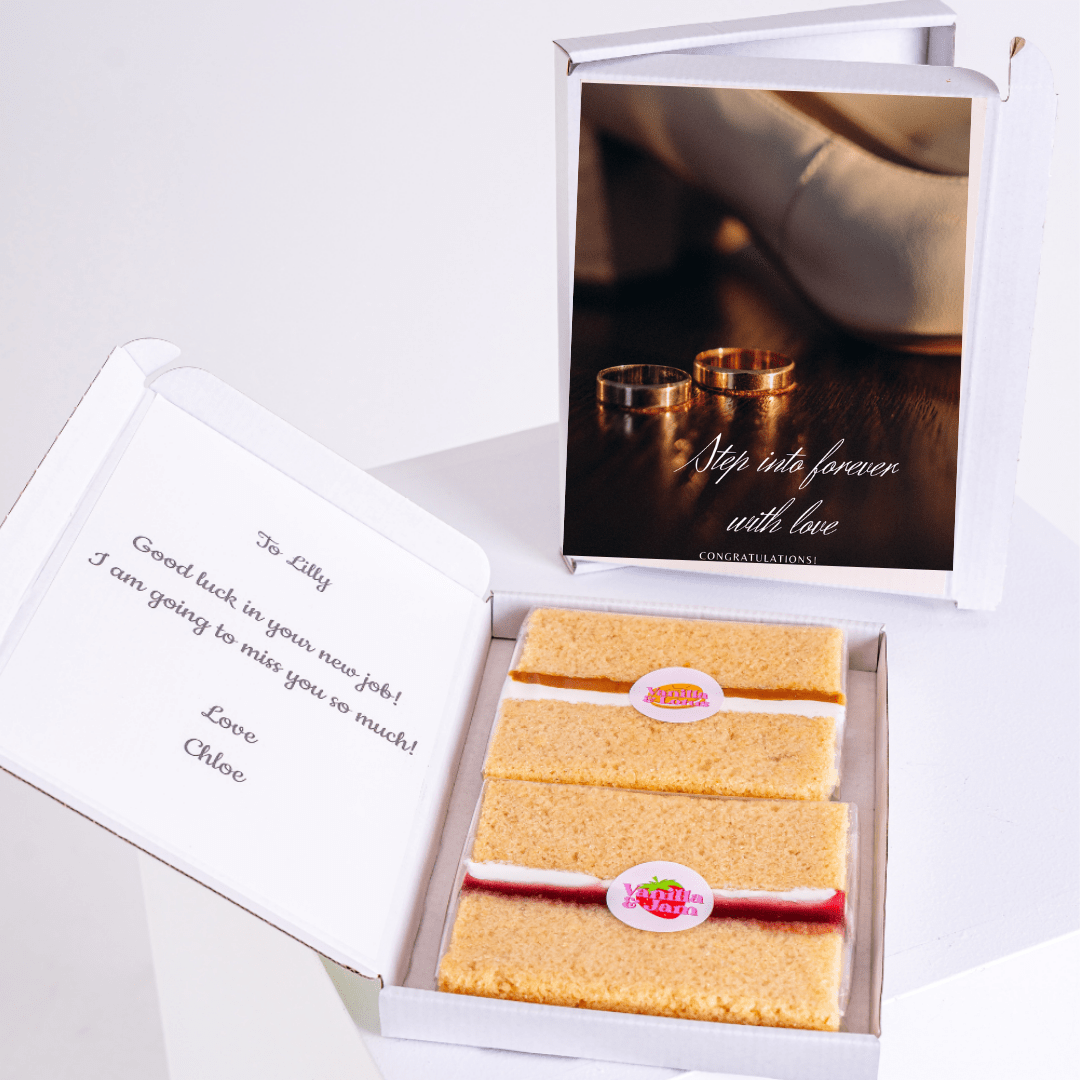 Farewell cake gift for Lilly with wedding rings image