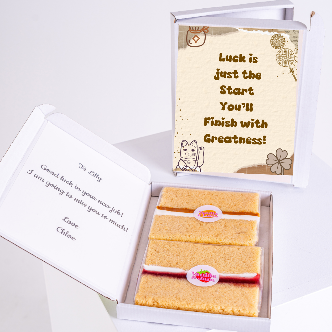 Cake gift box for Lilly, Finish with Greatness! message.