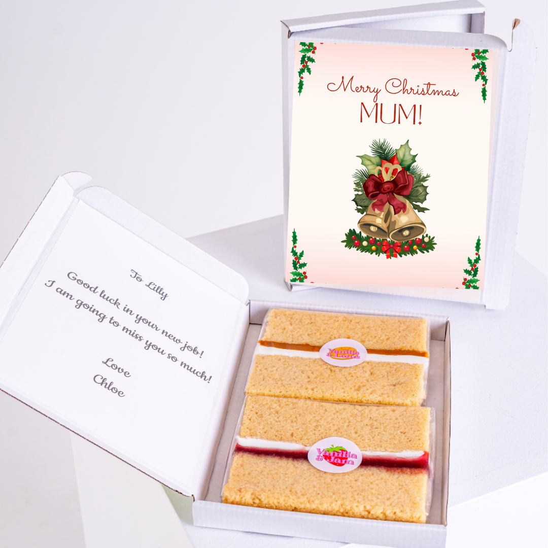 Christmas gift box for Mum with cake and card