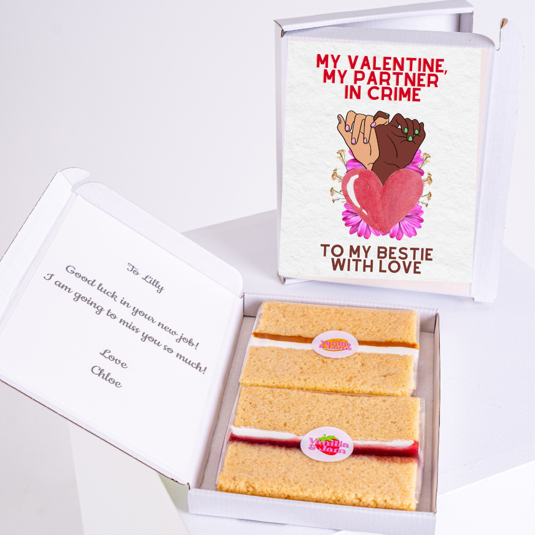 Valentine's cake gift for Lilly, with a message to her bestie.