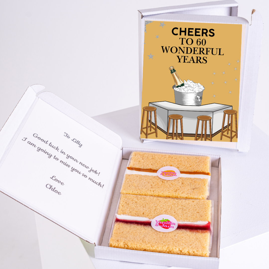 Farewell cake box for Lilly, Cheers to 60 Wonderful Years