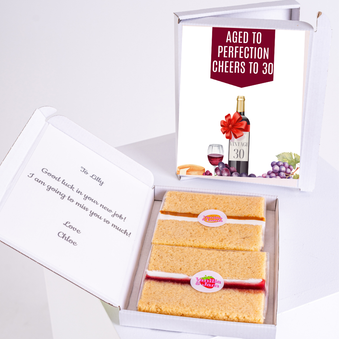 Birthday cake gift box Cheers to 30 for Lilly.