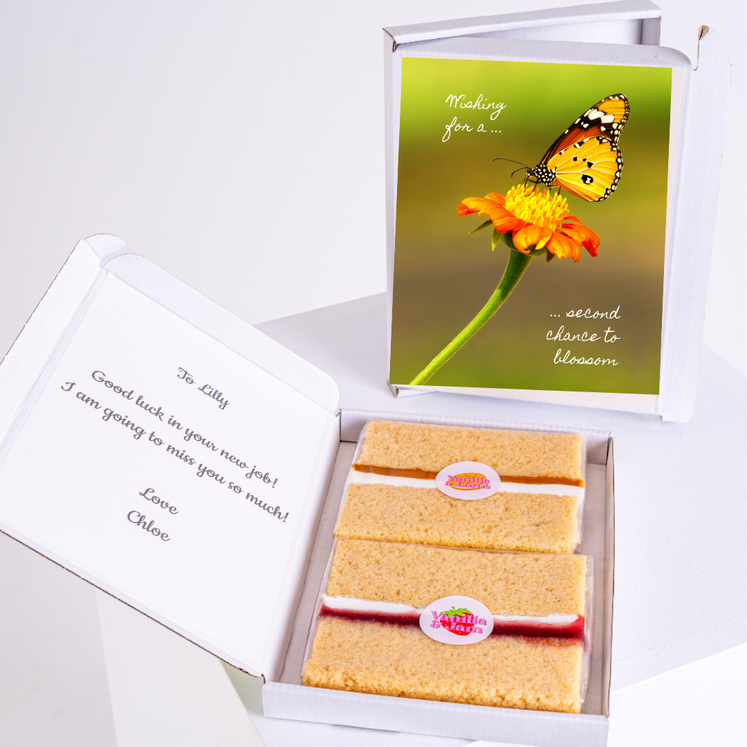 Farewell gift for Lilly with cake and butterfly card