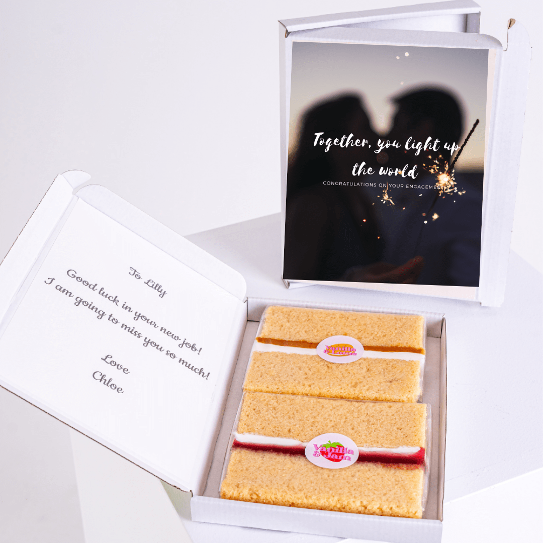 Congratulatory cake and card for Lilly with message, Together, you light the...