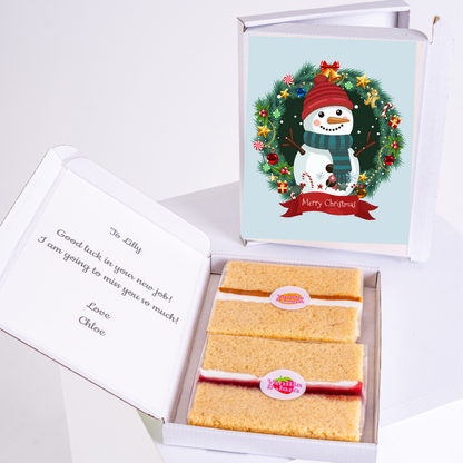 Christmas cake gift for Lilly with snowman card