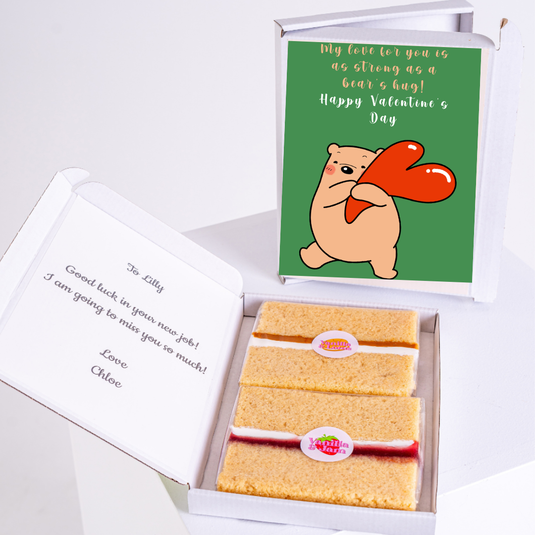 Valentine's Day bear hug card & cake for Lilly, gift from Chloe