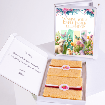 Easter celebration cake with note for Lilly.