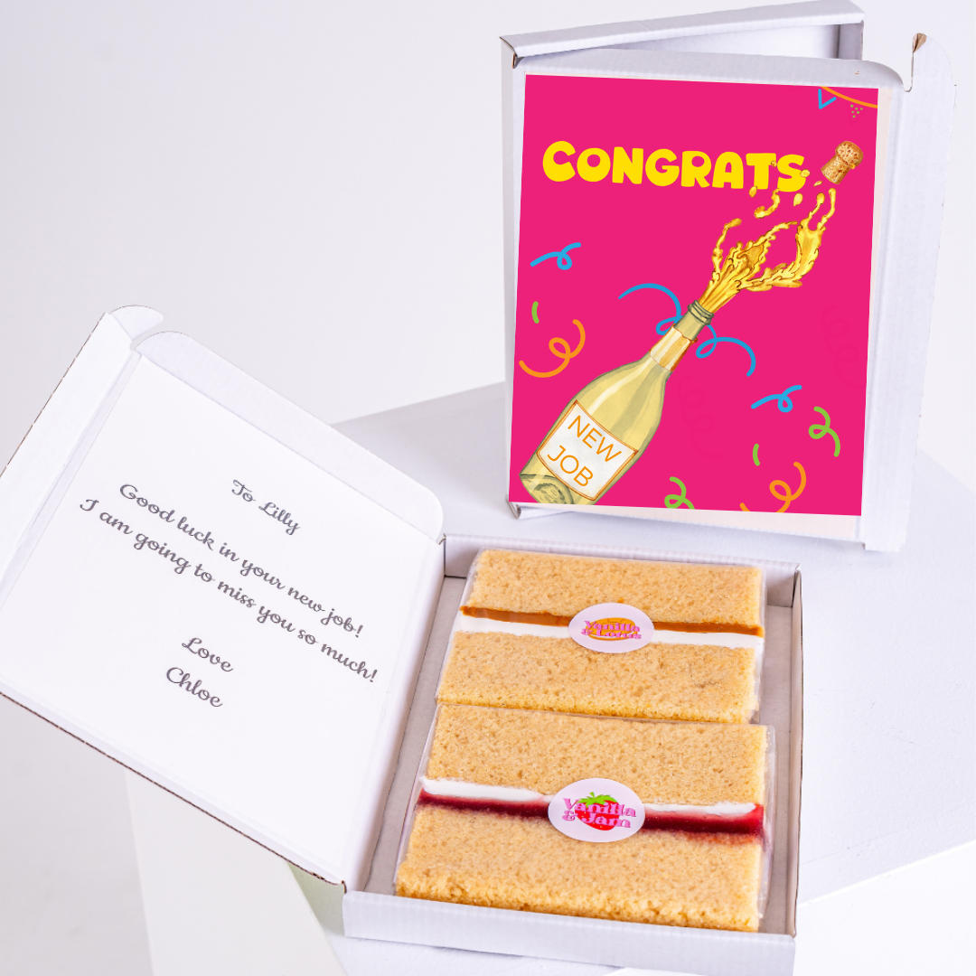 Congratulatory cake gift box with card for Lilly's new job (57_f40b52d0)
