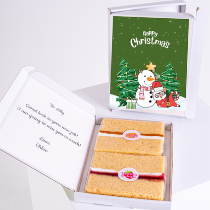 Christmas cake gift box with Happy Christmas card and message to Lilly.
