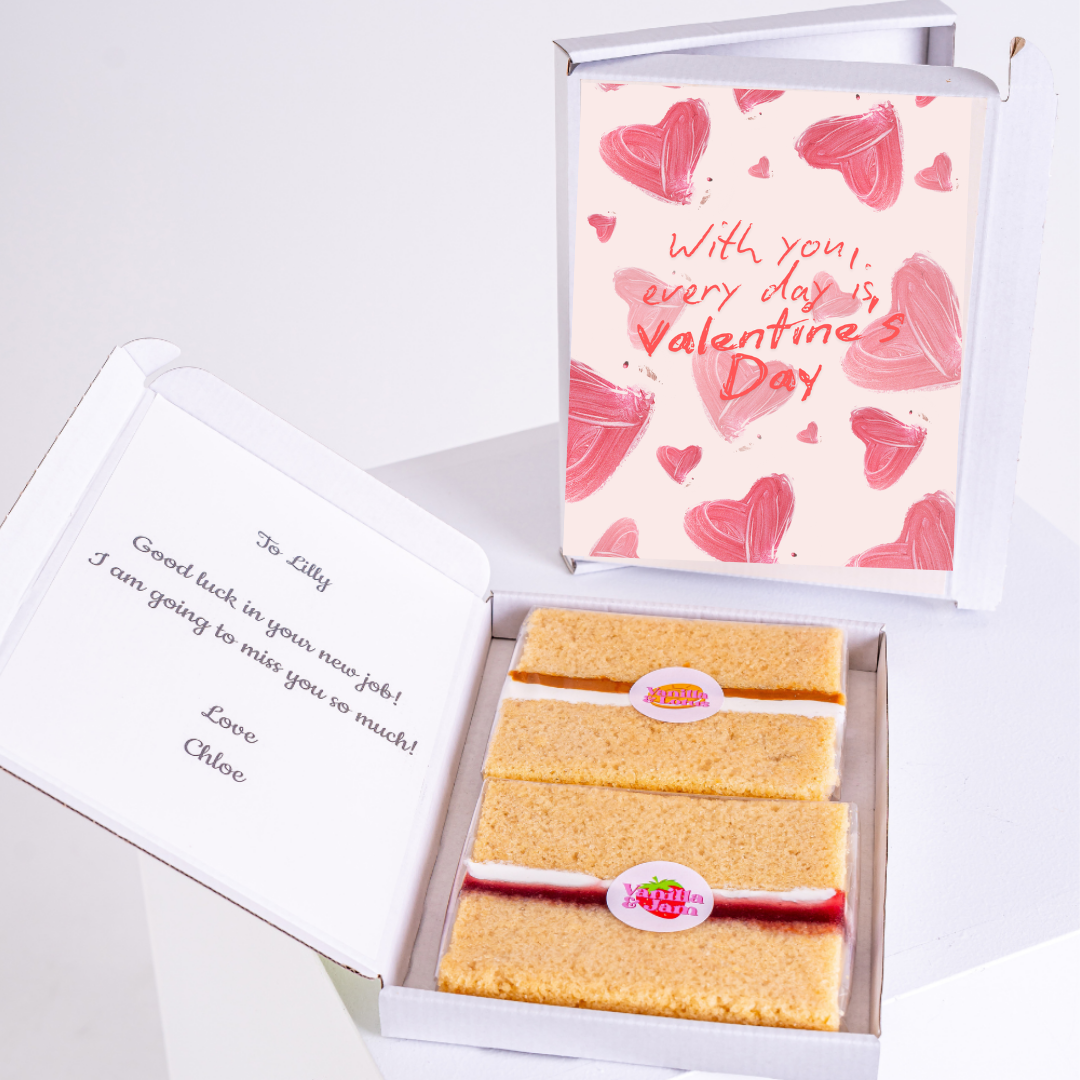 Valentine's Day cake gift with note To Lilly