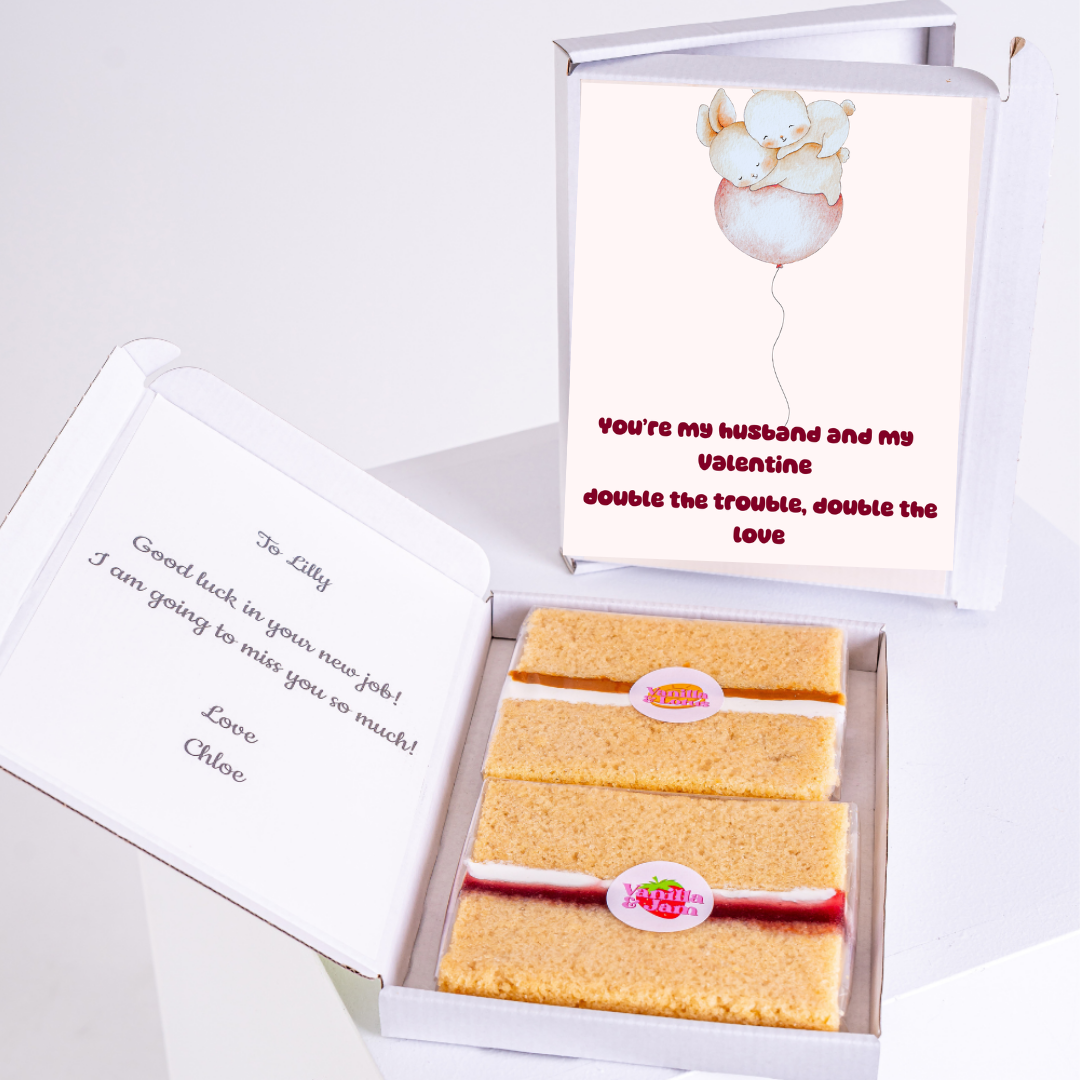 Cake gift box for Lilly, with Valentine's card.