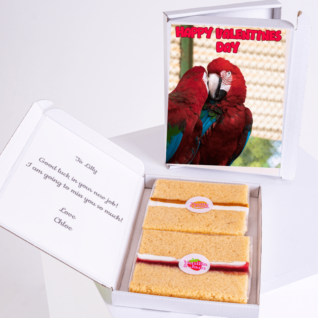Valentine's Day gift with cake & card for Lilly