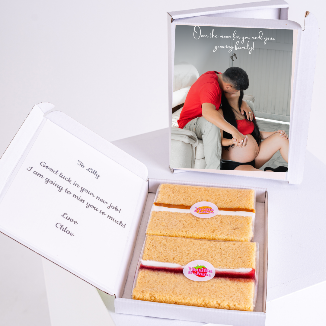 Gift box with cake and photo for Lilly, Good luck in your new job!