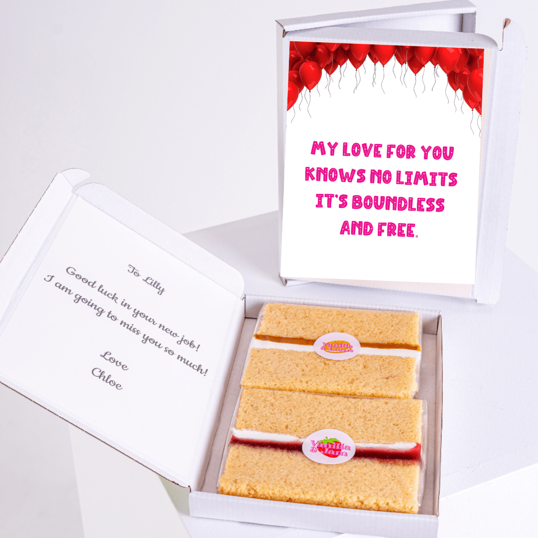 Cake gift box with message My love for you knows no limits