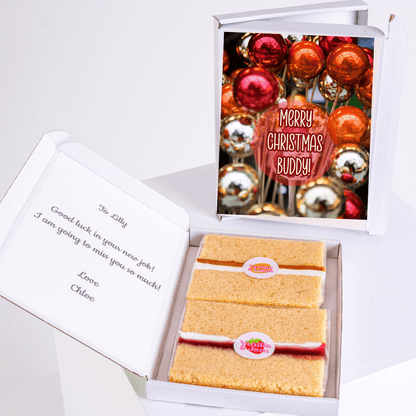 Christmas gift box for Lilly with cake & message